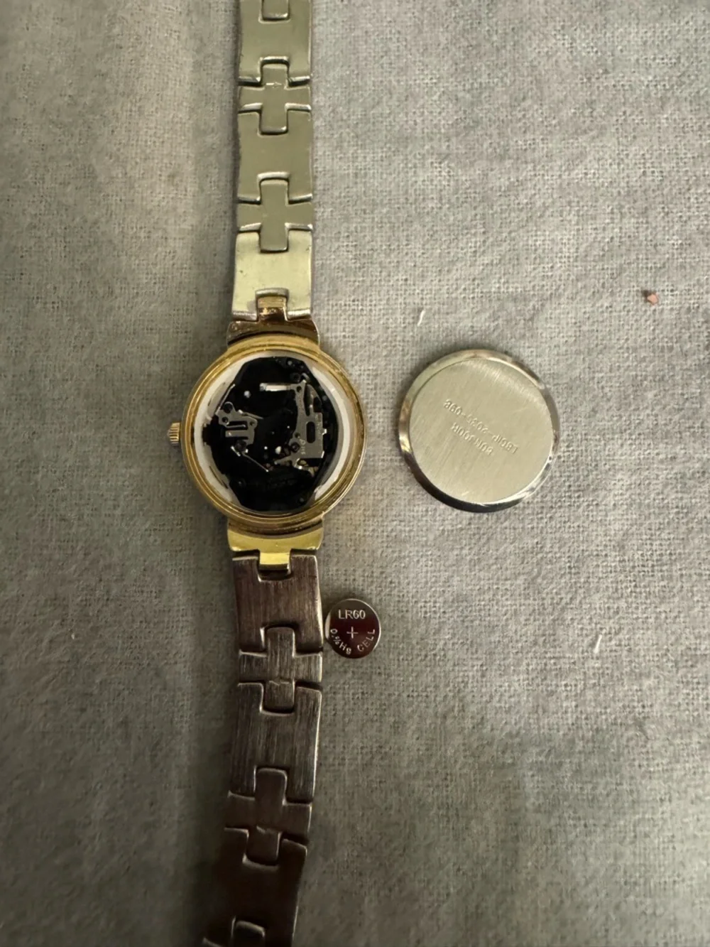 Vanity Fair Two-Tone Gold & Silver Women's Quartz Bracelet Watch. New Battery